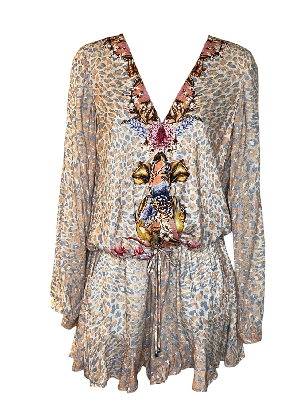 Hale Bob Animal Print V-Neck Romper Sz XS